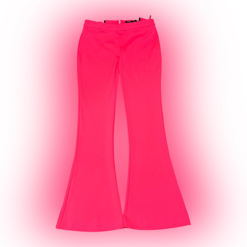 Balmain Fuchsia Pink Polyester Flared Pants Trousers Women’s Size 38 Uk 10